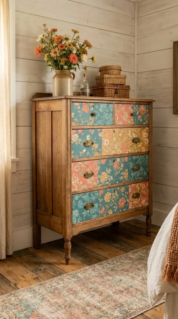 Antique wood side table with floral marquetry inlay top and carved cabriole legs