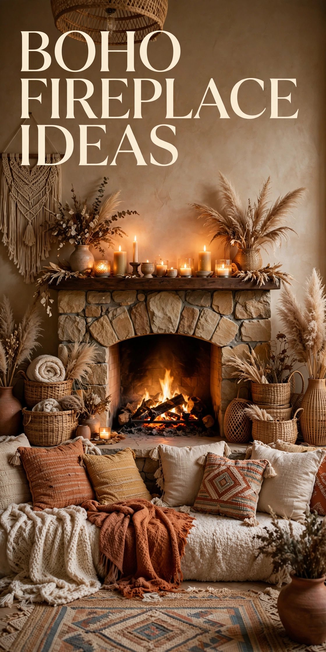 Boho Fireplace Ideas That Turn the Fireplace Into the Heart of the Room